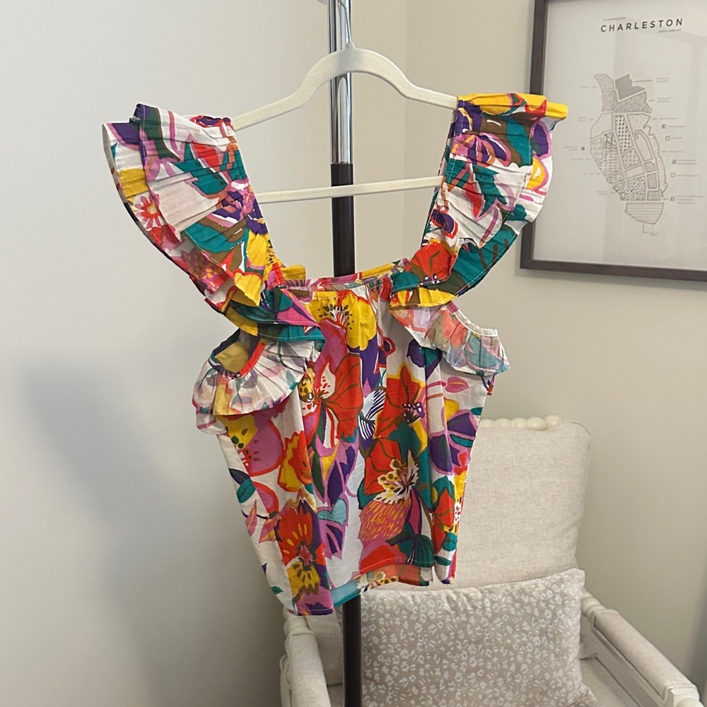 Entro Multicolor Floral Ruffle Blouse - Picture 3 of 4
